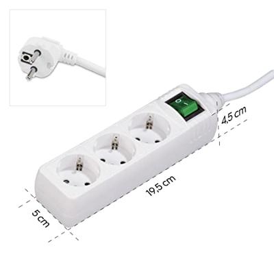 Hama Stekkerdoos, 3-voudig, schakelaar, 3 m Kabel Wit