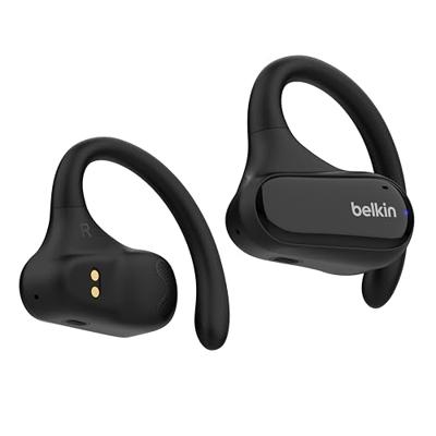 Belkin SoundForm ClearFit Open-Ear Wireless Earbuds, lichte langdurig comfortabele draadloze oordopjes, waterbestendig (IPX5), draadloze oortjes voor sport, hiken, fietsen, hardlopen en meer - Zwart