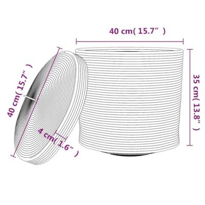 Opbergmand met deksel 40x35 cm katoen wit en zwart