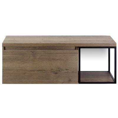 Frozen Badmeubelset 120 cm - Greeplijst in Kleur - Zwart Frame - Wastafelbovenblad Tabacco