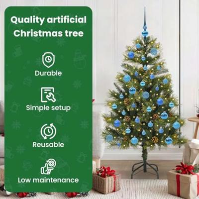 VidaXL Kunstmatige scharnier kerstboom met cones groen 150 cm