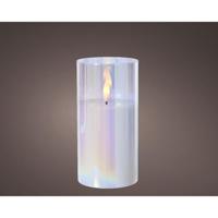 Lumineo Kaars led in glas iriserend 15cm - thumbnail