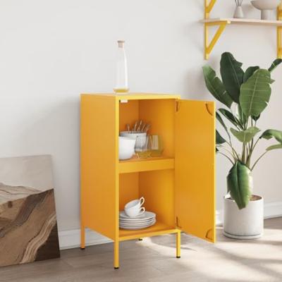 Dressoir 36x39x79 cm staal mosterdgeel