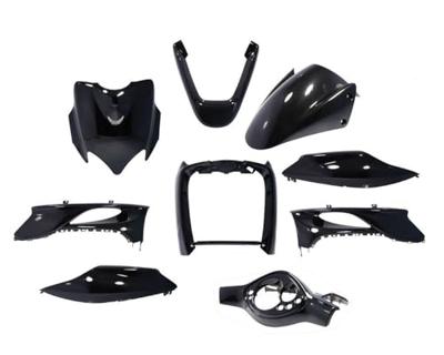 Edge Plaatset 9-delig voor yamaha jog r/ mbk machg - metallic zwart