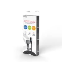 Savio CL-152 USB-kabel 1 m USB 2.0 USB C Micro USB A/Lightning Zwart - thumbnail