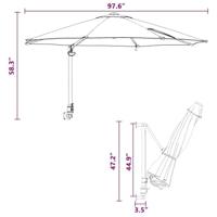 Tuinparasol Zwart en Zwart 248 x 248 x 148 cm - thumbnail