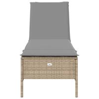 3-delige Ligbeddenset met kussens poly rattan beige - thumbnail