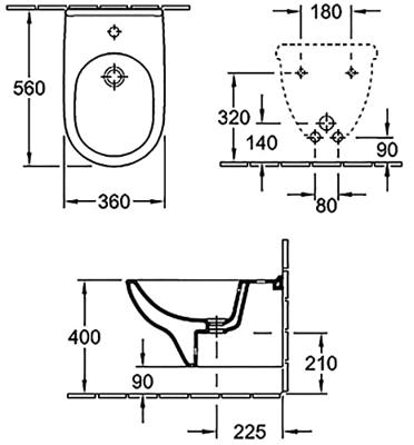 Villeroy & Boch O.novo wandbidet met overloop 1 kraangat wit 54600001