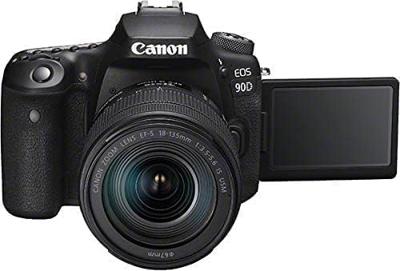Canon EOS 90D Spiegelreflexcamera, met lens EF-S 18-135mm F3.5-5.6 IS USM (32,5 MP, 7,7 cm (3 inch) Vari-Angle aanraak-lcd, APS-C-sensor, 4K, full-hd, wifi, bluetooth), zwart