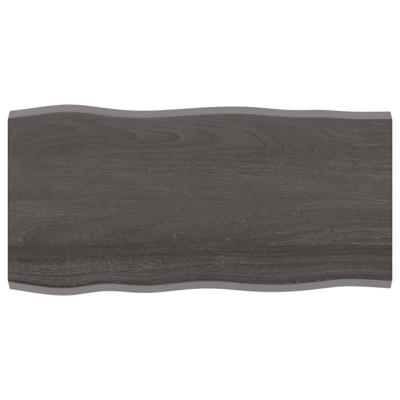 Tafelblad natuurlijke rand 100x50x2 cm eikenhout donkerbruin Tafelblad natuurlijke rand 100x50x2 cm eikenhout donkerbruin