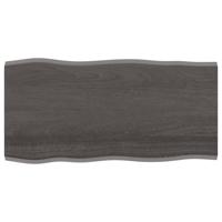 Tafelblad natuurlijke rand 100x50x2 cm eikenhout donkerbruin - thumbnail