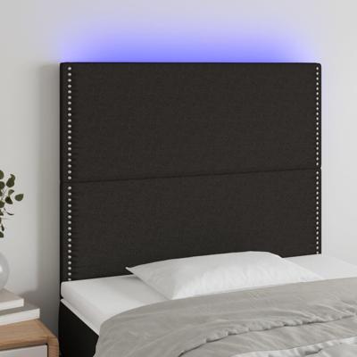 Hoofdbord LED 90x5x118/128 cm stof zwart - thumbnail