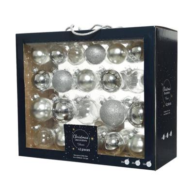 Kerstballen Glas Mix Zilver 42st