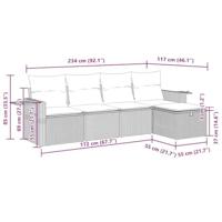 5-delige Loungeset met kussens poly rattan beige - thumbnail