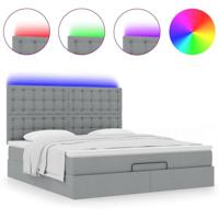 Ottoman bed met matras en LED's 180x200cm stof lichtgrijs - thumbnail