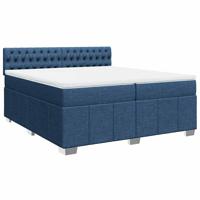 Boxspring met matras stof blauw 200x200 cm - thumbnail