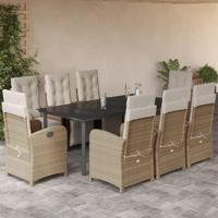 9-delige Tuinset met kussens poly rattan beige - thumbnail