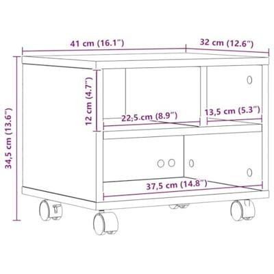VidaXL Printerstand met opslag oudhout 41 x 32 x 33.5 cm bewerkt hout