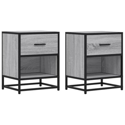 Nachtkastjes 2 st 40x31x50 cm bewerkt hout grijs sonoma eiken