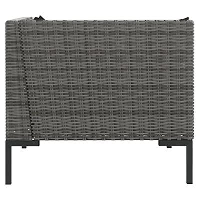 3-delige Loungeset halfrond poly rattan donkergrijs - thumbnail