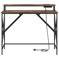 Bureau met plank Gerookt eiken 100 x 50 x 86.5 cm Bewerkt hout - thumbnail