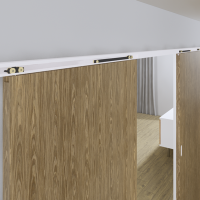 Xperta set 4m rail - Wit - vloerplint - Dubbele deur - opbouw