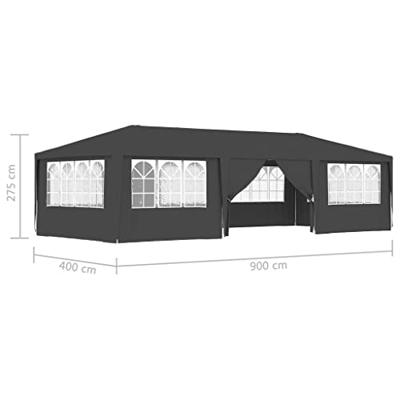 Partytent met zijwanden professioneel 90 g/m² 4x9 m antraciet - thumbnail