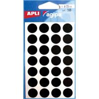 Agipa ronde etiketten in etui diameter 15 mm, zwart, 168 stuks, 28 per blad - thumbnail