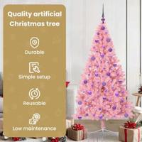 VidaXL Kunstmatig voorverlicht kerstboom met 300 led roze 180 cm pvc - thumbnail