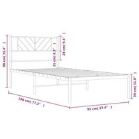Bedframe met hoofdbord metaal wit 90x190 cm - thumbnail