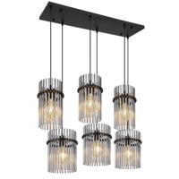 Globo Zwarte hanglampGorley met smoke glas 6-lichts - 15698-6H - thumbnail