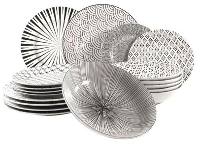 Serviesset Seoul - zwart/wit - 18-delig Serviesset Seoul - zwart/wit - 18-delig