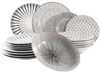 Serviesset Seoul - zwart/wit - 18-delig - thumbnail