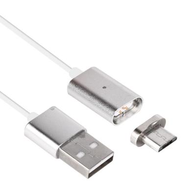 1m metaal hoofd magnetische Micro USB naar USB Data Sync laad Kabel Voor Samsung Huawei HTC Xiaomi mobiele telefoons(zilver)
