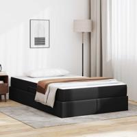 Opbergbed met matras met matras Zwart 120 x 190 cm Nep Leer - thumbnail