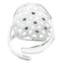 Zilveren Ring Bloem des Levens met Amethist - thumbnail