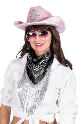 Bandana met strass franjes zwart