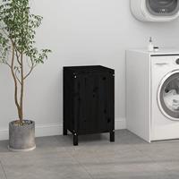 Wasmand 44x44x76 cm massief grenenhout zwart - thumbnail
