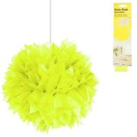 Folat pompom papier neon geel 30 cm | 24 stuks - thumbnail