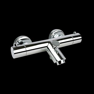 Badkraan Salina 15cm Hartafstand Thermostatisch Opbouw Rond Chroom 2 Greeps met Onderuitloop