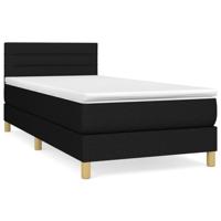 Boxspring met matras stof zwart 90x200 cm - thumbnail