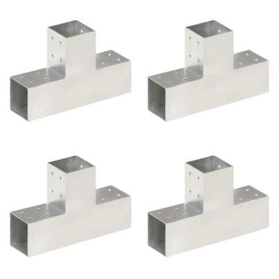 VidaXL Paalverbindingen 4 st t-vorm 81x81 mm gegalvaniseerd metaal