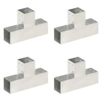 VidaXL Paalverbindingen 4 st t-vorm 81x81 mm gegalvaniseerd metaal - thumbnail