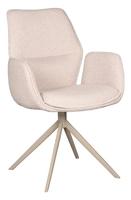 LABEL51 Draaibare Eetkamerstoel 'Mellow' Bouclé, kleur Naturel - thumbnail