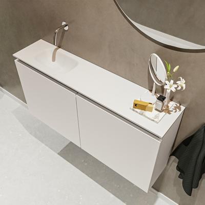 MONDIAZ TURE 100cm toiletmeubel linen. EDEN wastafel talc links geen kraangat