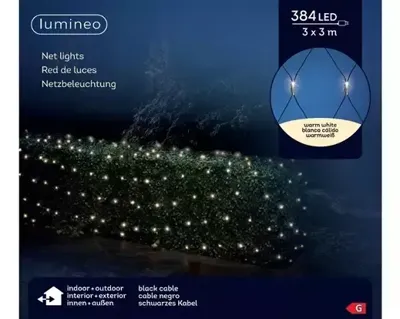 LED netverlichting buiten 3x3 m-384L zwart warm wit Lumineo - Lumineo