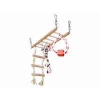 TRIXIE HANGBRUG MET TOUWLADDER & SPEELGOED HAMSTER HOUT 29X9X25 CM 3 ST - thumbnail