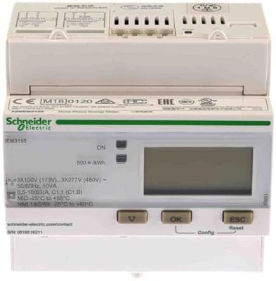 Schneider Electric A9MEM3155 Digitale kWh-meter Digitaal 63 A Conform MID: Ja 1 stuk(s)