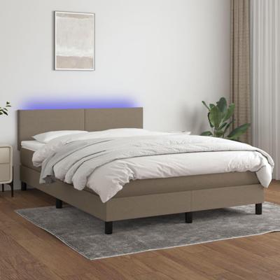 Boxspring met matras en LED stof taupe 140x190 cm