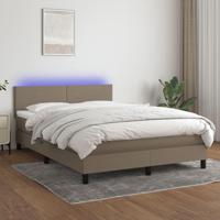 Boxspring met matras en LED stof taupe 140x190 cm - thumbnail